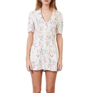 Maje Icake Printed Lace Collar Romper